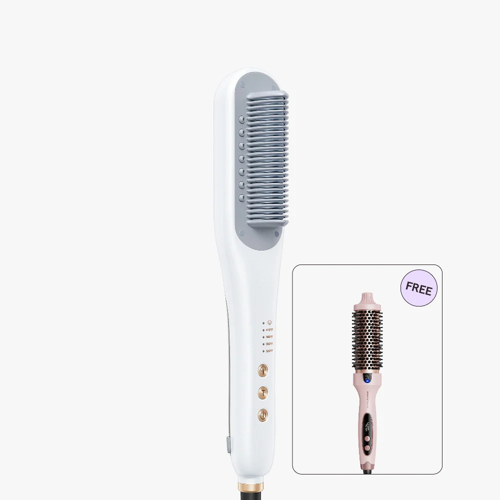 High-Shine Volume Duo | Steamline Pro Steam Straightener Brush & Blowout Boost Thermal Brush