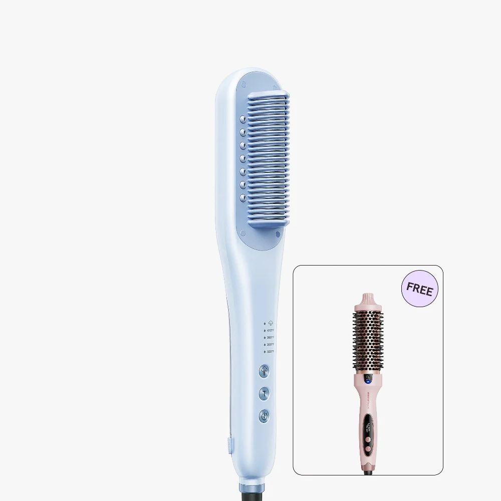 High-Shine Volume Duo | Steamline Pro Steam Straightener Brush & Blowout Boost Thermal Brush