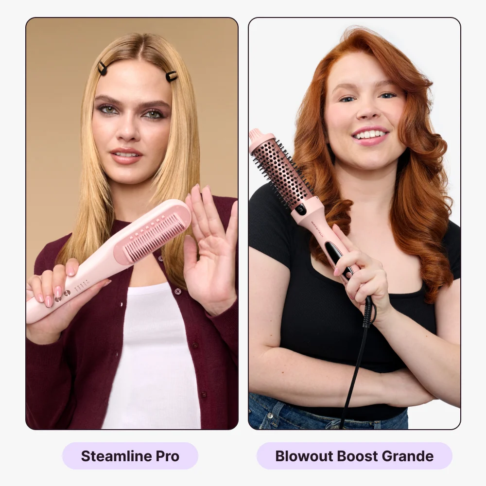 High-Shine Volume Duo | Steamline Pro Steam Straightener Brush & Blowout Boost Thermal Brush